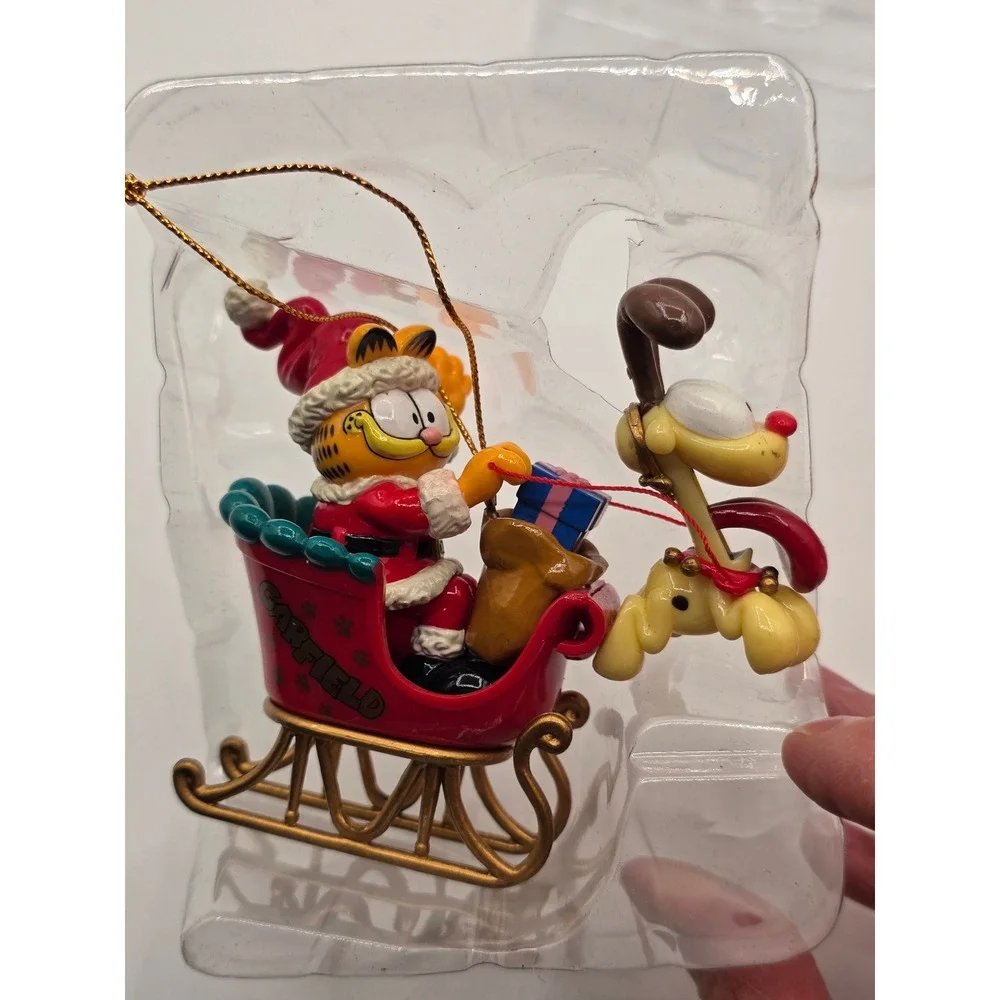 Vintage 1996 Garfield Santa Sleigh Odie Christmas Ornament Trim-A-Tree